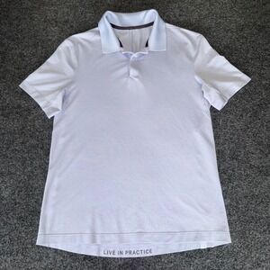 Lululemon Mens Polo Shirt Short Sleeve‎ Light Blue Athletic Golf Casual